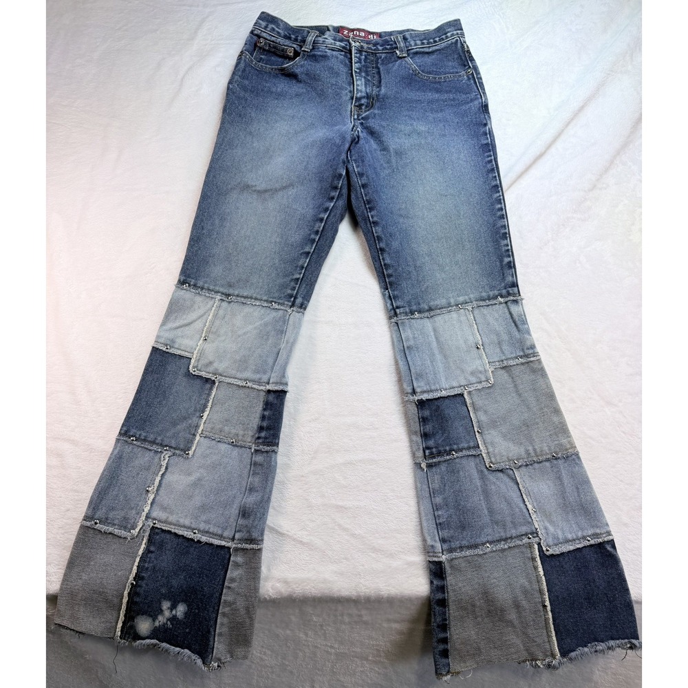 VTG Zana-Di Patchwork Flare Jeans Womens Size 5 Denim Bell Bottoms Boho Y2K 90s